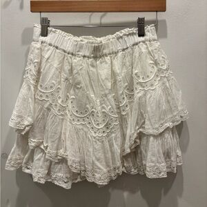 LoveShackFancy White Lace Tiered Skirt